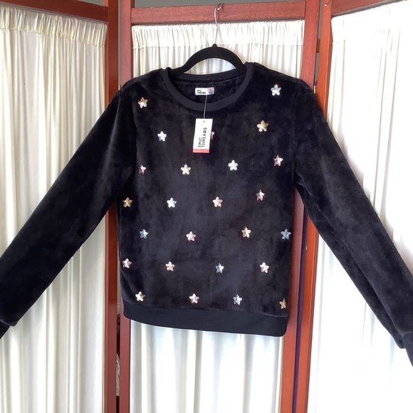 Epic Threads NWT Girls Black Fleece Sweatshirt With Sequin Stars Size XL - Picture 2 of 8